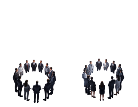  Corporate team discussing future goals with manager isolated on transparent background - Powered by Adobe