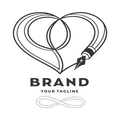 Creative writing logo featuring a heart and pen