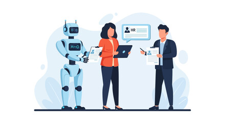 The Future of Recruitment Human Resources and Automation Teamwork Concept Illustration
