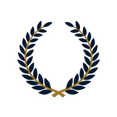 Navy blue laurel wreath with golden accent for premium patriotic certificates, veteran awards, and honorable recognition banners.