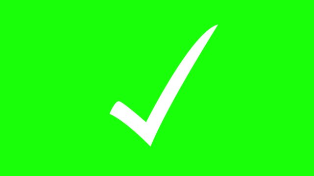 right check mark icon transparent background. isolated tick mark confirm icon animation. check mark sign, verify complete sign, approved, select tick, success , approved, yes icon signs green screen