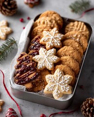 Fototapeta premium homemade christmas cookies in a metal can