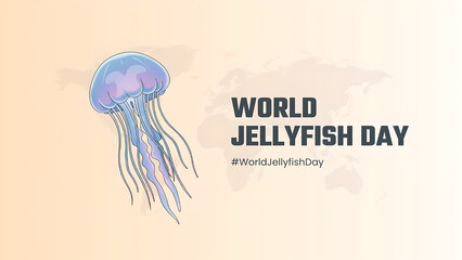 World Jellyfish Day water blue marine animal vector illustration poster