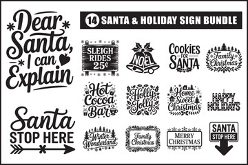 Obraz premium Holiday sign bundle festive Christmas sayings for crafters