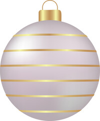 Christmas ornament ball with gold string, perfect for modern winter celebration posters, banners, and cards.