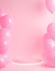 Pink balloon backdrop with pedestal