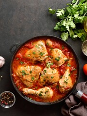 Georgian chicken stew with tomatoes and herbs