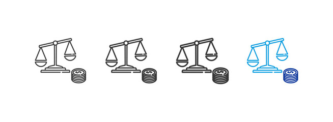 balance icons with different thickness and color lines on a white background