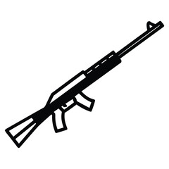 a rifle silhouette vector icon design with a white background	
