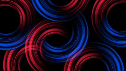 Abstract Red Blue Neon Circles Intersecting Pattern Loop