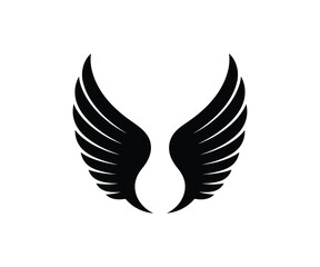 Minimal black angel wings silhouette vector, Elegant wing logo design