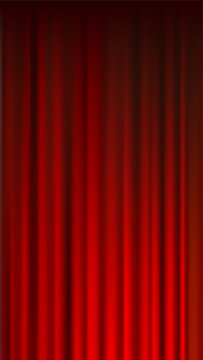 Closed  Red Curtain Cinema Theater Vertical Background Vector Illustration