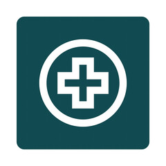 White medical cross inside a circle isolated on transparent background
