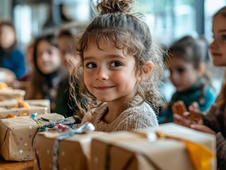 selective focus joyful moments of receiving gifts