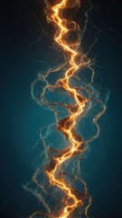 A digital illustration depicting a luminous, intertwining structure resembling a DNA 