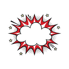 Comic book style explosion with stars and halftone pattern