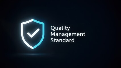 A glowing shield icon shows quality management standard in iso certification seal or badge concept and iso certification and quality management