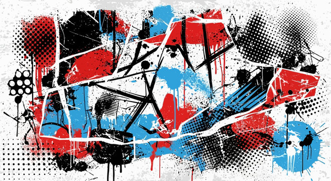 Dynamic abstract background with vibrant colors and halftone effects for modern design