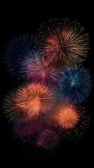 Fototapeta premium fireworks in the night sky Colorful fireworks exploding in night sky