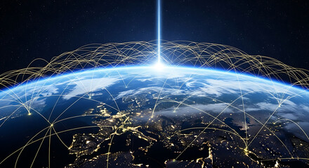 Global energy beam illuminates earth from space