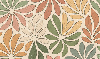 Abstract leaf pattern, geometric botanical design, stylized foliage motif, dusty rose and mustard accents, Abstract Leaf Pattern, Geometric Botanical Design,