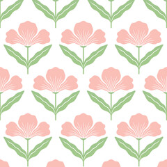 flower pattern seamless, silhouette of hibiscus flowers, hand drawn botanical. 