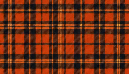 Obraz premium Orange and black plaid fabric seamless pattern background