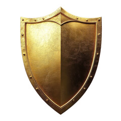 golden shield on white background, isolated