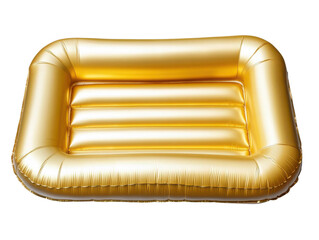 inflatable golden mattress isolated on white background