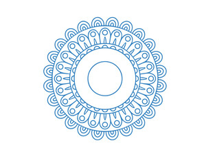 Detailed blue circular design with intricate line work showcases symmetrical balance on transparent background