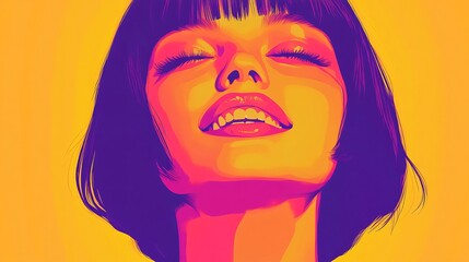 vibrant digital art of a smiling woman with bright colors and modern style