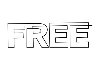 FREE Word in Continuous Line Art. continuous line drawing. Editable stroke. 