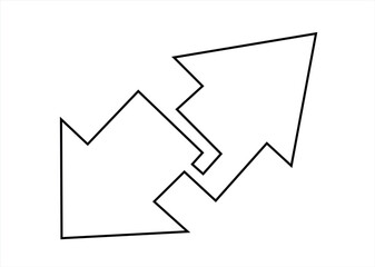 Interlocking Arrows Flow Symbol. continuous line drawing. Editable stroke. 