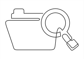 Continuous Line Drawing of File Search Icon. continuous line drawing. Editable stroke. 