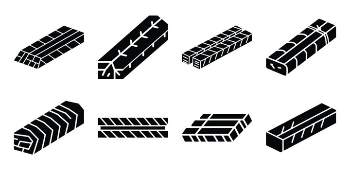 rebar construction silhouette vector icon element set