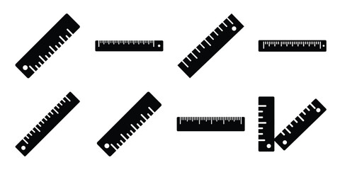 ruler construction silhouette vector icon element set