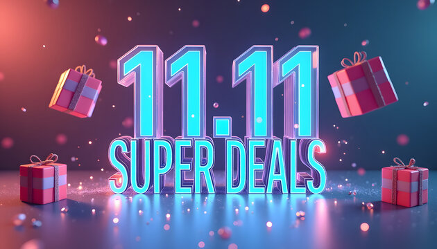Celebrate massive savings with vibrant 11.11 Super Deals and gift boxes, creating excitement for shopping events and promotions