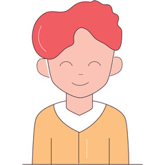 Flat Design Portrait of A Person With Pink Hair Wearing An Orange Sweater And White Collar Isolated On Transparent Background