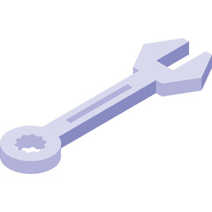 Light Blue Adjustable Wrench Tool With A Hexagonal Opening At One End On A White Background With No Shadows