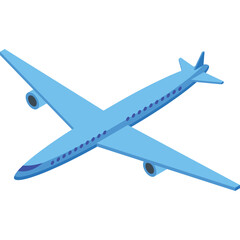 Light Blue Airplane Flying Mid Air Isometric View With Transparent Background And Subtle Dot Pattern On Fuselage