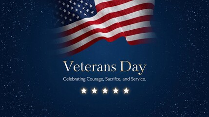 Veterans Day Poster Design with American Flag - Celebration, Tribute, Holiday Artwork, Banner, Memorial