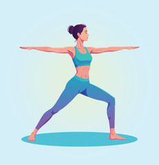 Obraz premium Woman in Warrior II Yoga Pose