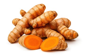 Raw Turmeric Root Halves and Rhizomes