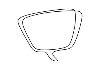 Continuous Line Hand-Drawn Speech Bubble Outline. continuous line drawing. Editable stroke. 