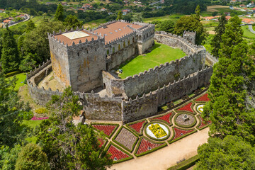 Soutomaior Castle on Mount Viso, Galicia, Spain, Aerial Summer View