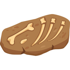 Fossilized Dinosaur Rib Cage and Bone Embedded in Brown Rock With Transparent Background Detailed Pixel Art Illustration