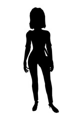 A confident woman in a black dress stands with her arms crossed and head held high, carrying a bag in this powerful silhouette portrait.