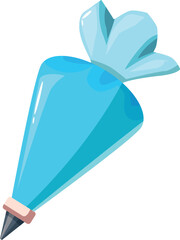 Pastry bag with light blue icing for decorating cakes and cupcakes
