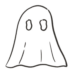 Bed sheet ghost scary face png no background black ink doodle