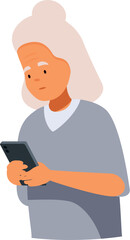 Senior woman navigating a smartphone, embracing technology and staying connected in the digital age